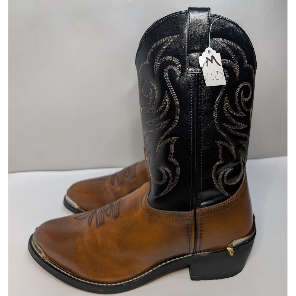 Laredo Western Cowboy Men's Boots  Heel/Toe Metallic Guards Rodeo Size 11.5